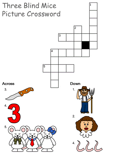 Three Blind Mice Picture Crossword