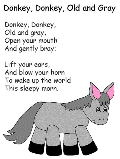 donkey donkey old and gray nursery rhyme printable