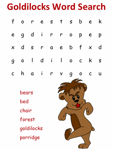 Goldilocks Word Search Puzzles