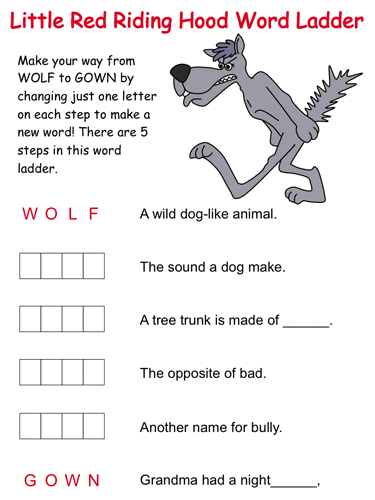 little red riding hood word ladder