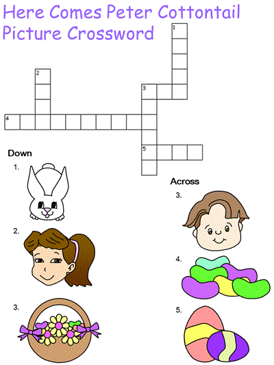 Picture Crossword Puzzle with words from Peter Cottontail