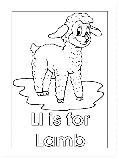 Ll is for lamb alphabet coloring page