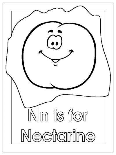 letter n is for nectarine alphabet coloring page