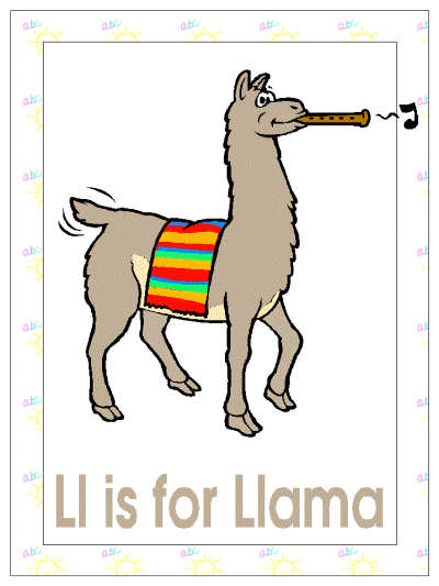 Ll is for llama alphabet poster