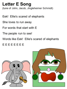 letter e song words that begin with the letter e