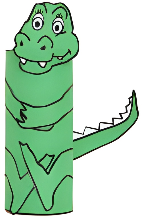 photo of the finished crocodile cardboard tube craft