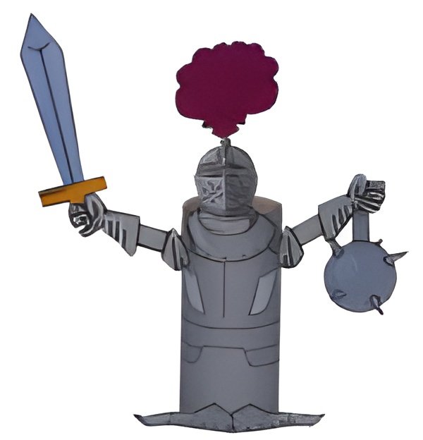 photo of the finished knight cardboard tube craft