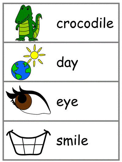 Word Wall Words template - crocodile, day, eye, smile