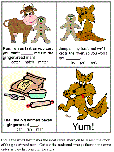 gingerbread man story sequencing cards