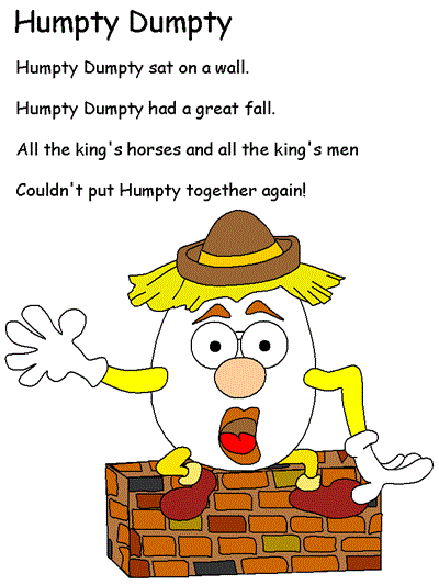printable Humpty Dumpty poster with lyrics