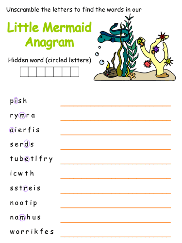 Little Mermaid Anagram Puzzle