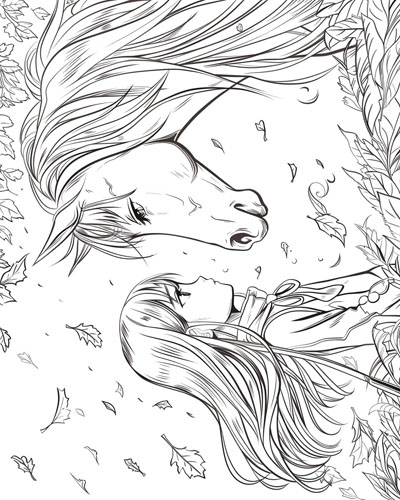 printable coloring page of a horse