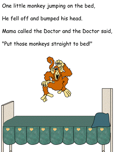 Printable poster - verse five of Five Little Monkeys