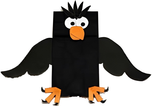 blackbird paper bag puppet