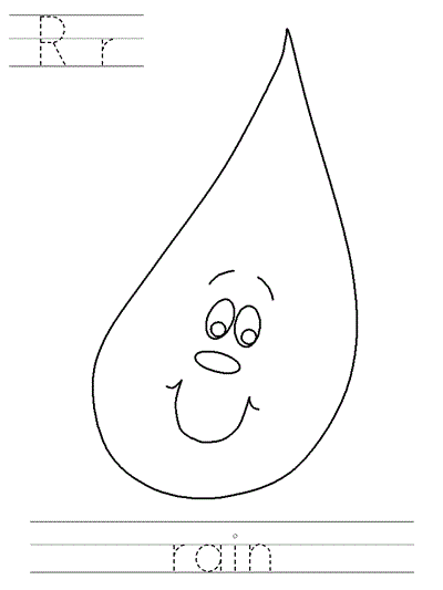 Learn to Print coloring page - Rr rain