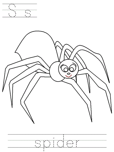 Learn to Print coloring page - Ss spider