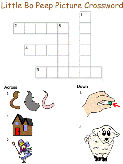 Little Bo Peep Picture Crossword Puzzle