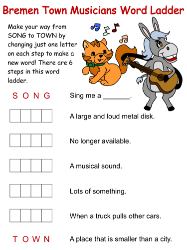 Bremen Town Musicians Word Ladders