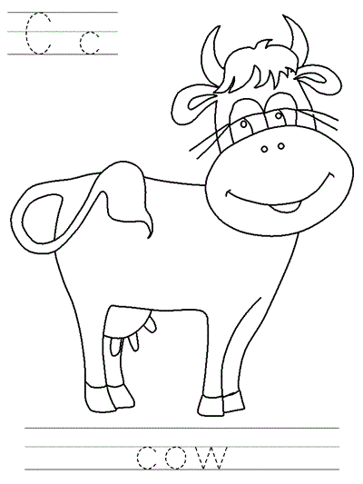 Learn to Print coloring page - Cc cow