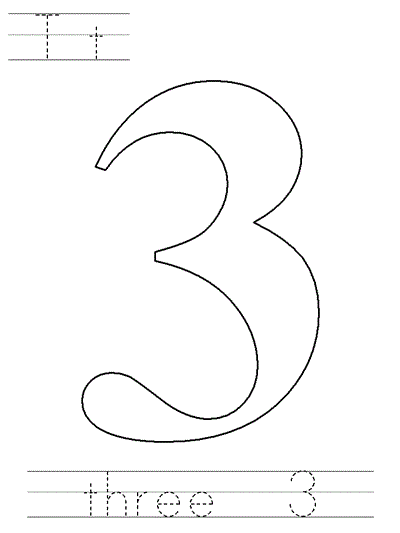 Learn to Print coloring page - three