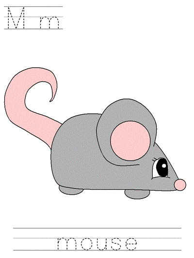 Learn to Print coloring page - Mm mouse