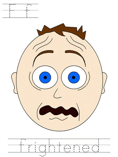 Learn to Print coloring page - Ff frightened