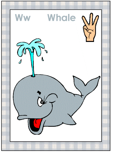 letter W american sign language coloring pages
