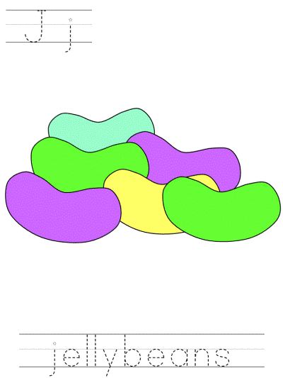 Jj jellybeans alphabet tracer pages