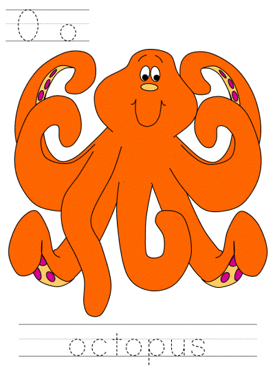 Oo octopus alphabet tracer page