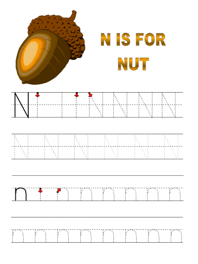 The Letter N Tracer Pages