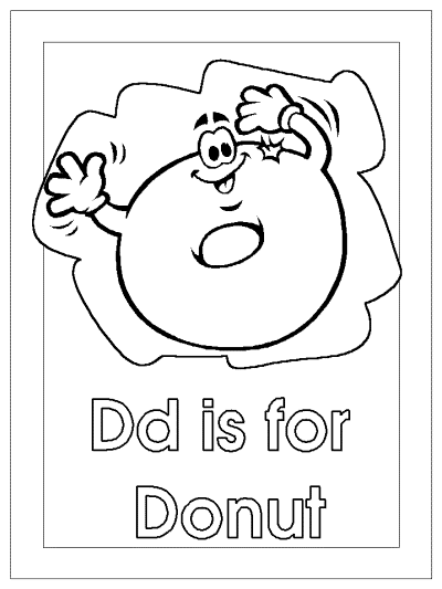 Dd is for Donut alphabet coloring page