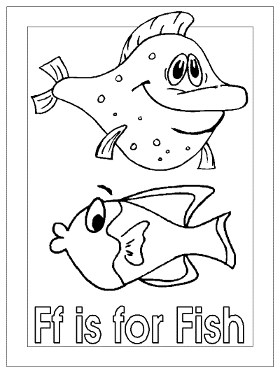 letter f is for fish alphabet coloring page