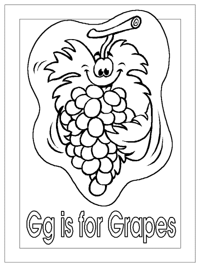 letter g is for grapes alphabet coloring page