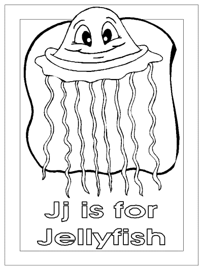 letter j is for jellyfish alphabet coloring page