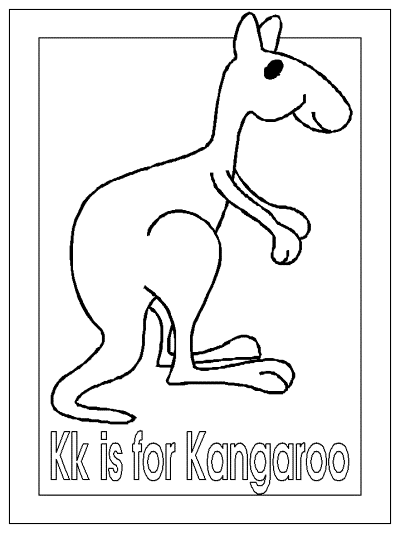 Kk is for kangaroo alphabet coloring page