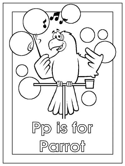 letter p is for parrot alphabet coloring page