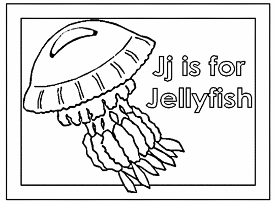 letter j is for jellyfish alphabet coloring page