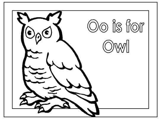 letter o is for owl alphabet coloring page