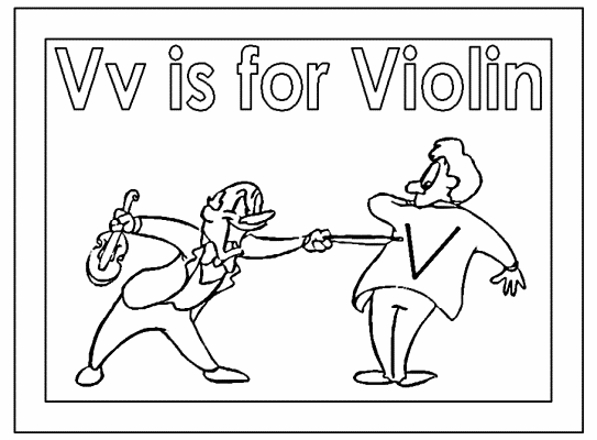 letter v is for violin coloring pages