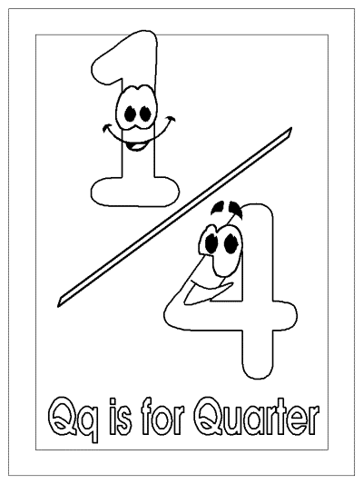 letter q is for quarter alphabet coloring page