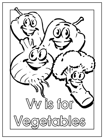 Vv is for Vegetables alphabet coloring pages