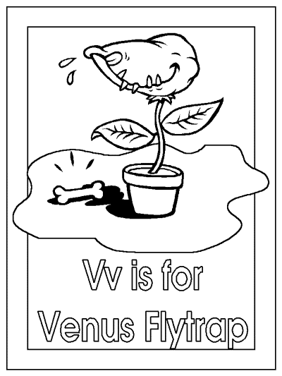 Vv is for Venus Flytrap alphabet coloring pages