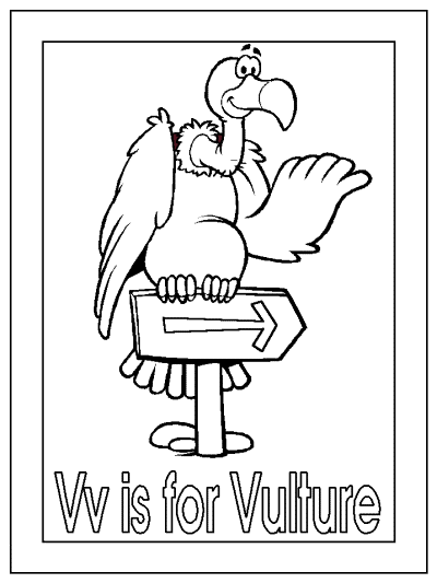 Vv is for Vulture alphabet coloring pages