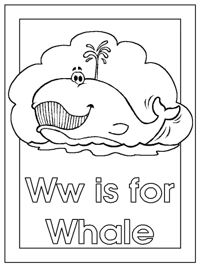 letter w is for whale alphabet coloring pages