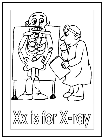 letter x is for x-ray alphabet coloring pages