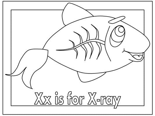 letter Xx is for x-ray alphabet coloring pages