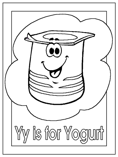 alphabet letter Yy is for yogurt coloring pages