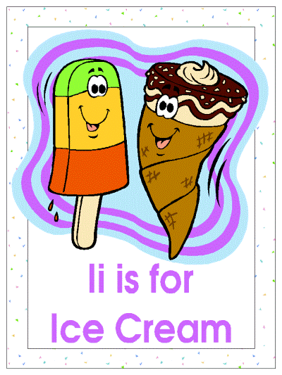 letter i is for ice cream alphabet poster