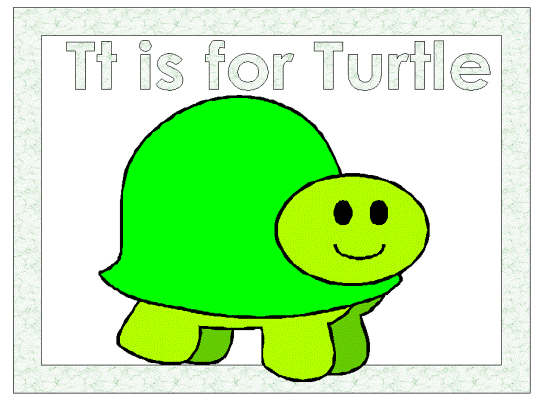 letter t is for turtle alphabet poster