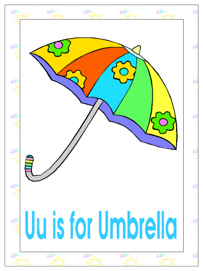 Uu is for umbrella alphabet poster